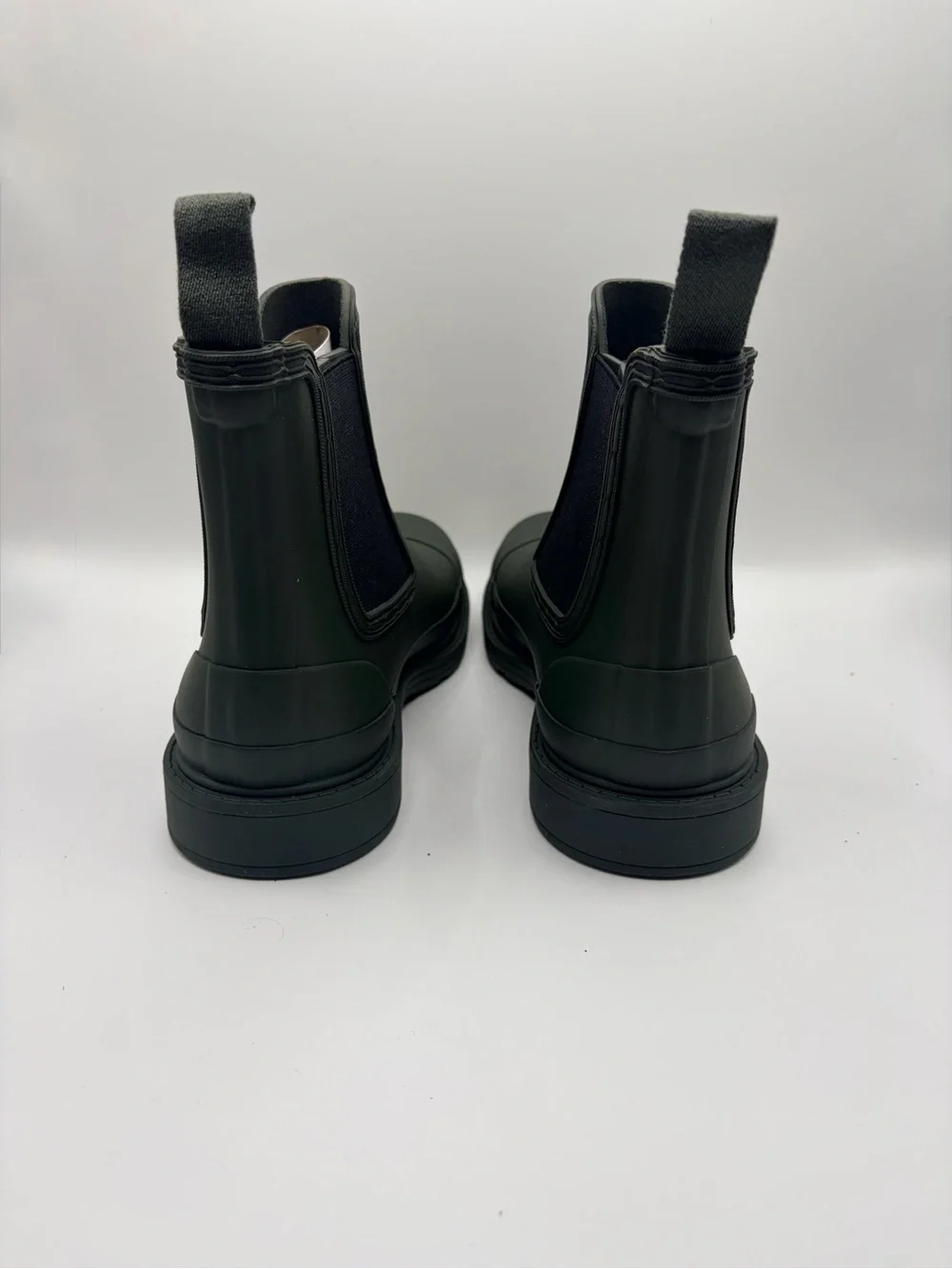 Hunter Olive Green Chelsea Rain Ankle Boots with Black Panels